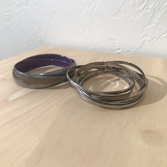 Set of 2 Silver Infinity Bangles- 1 Thin ; 1 Thick - Picture 3 of 8